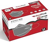 Redfink® 40 Stück FFP2 Maske Fischform Grau | Made in Europa | Graue FFP2 Masken...