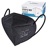 20 Stück FFP2 Masken Schwarz CE0598 Zertifizierung Mundschutz FFP2 Filtr-rate ≥ 95%...