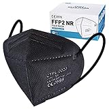 20 Stück FFP2 Masken Schwarz CE0598 Zertifizierung Mundschutz FFP2 Filtr-rate ≥ 95%...